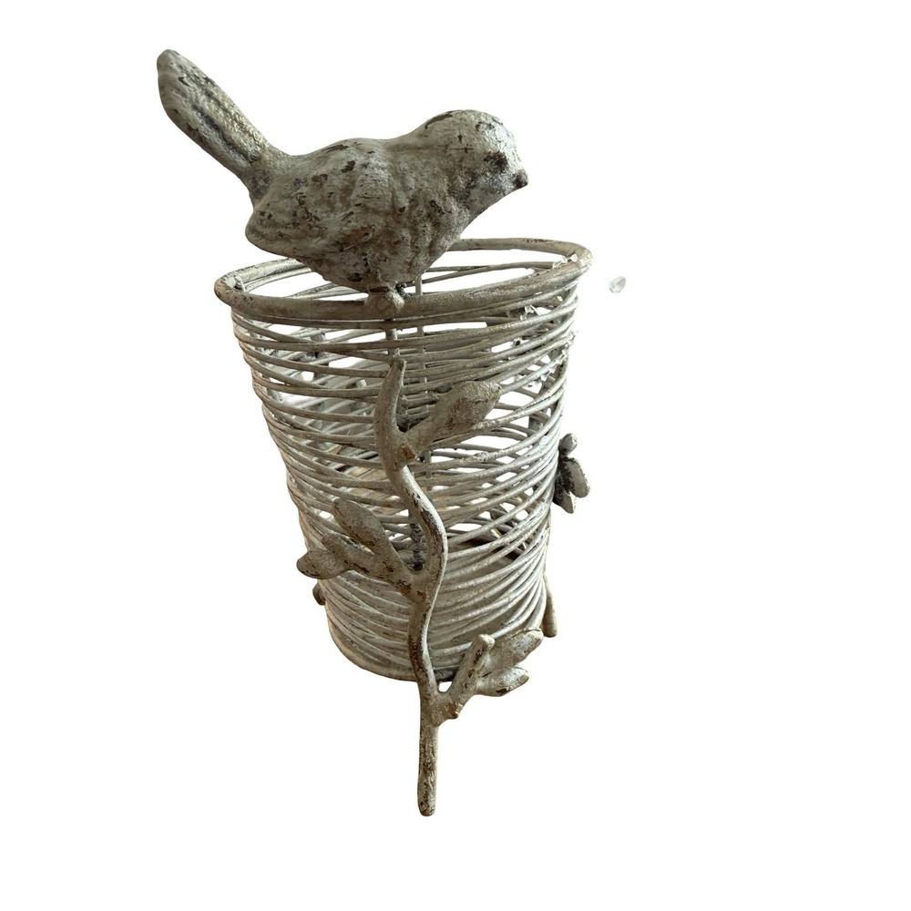 Rustic Wired Wire bird cage candle holder cottage core country